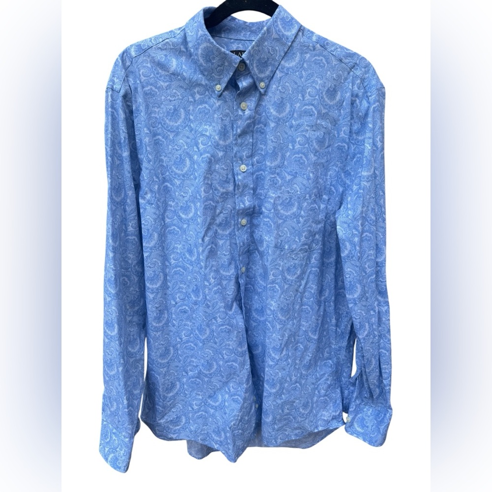Ralph Lauren Black Label Botton Down Men’s Size Large Paisley Blue 16 1/2 ~34/35